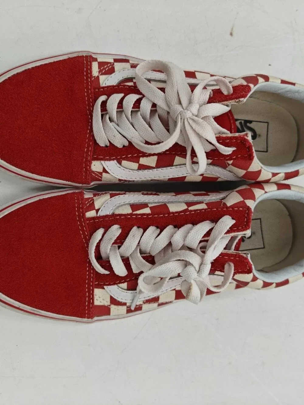 Vans Old Skool Red White Checkerboard Mens 6.5 Womens 8 500714 EUC Box